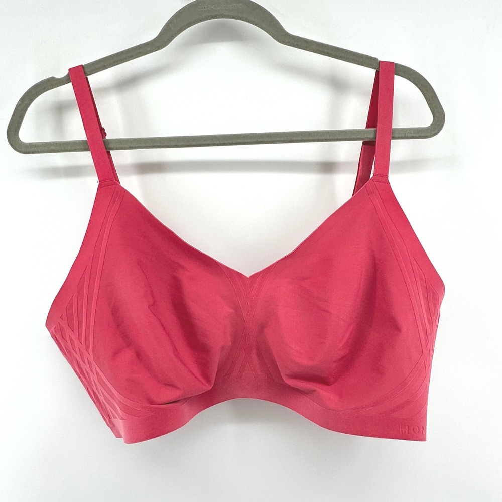 Honeylove Crossover Bra Women 2X Red LWBR0201 Minimalist Comfort Wirefree